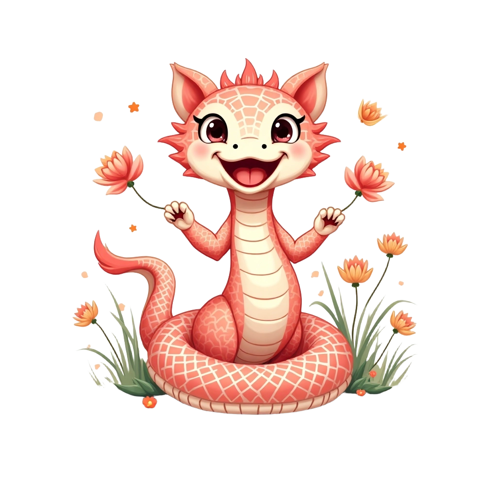 Charming Dragon with Flowers